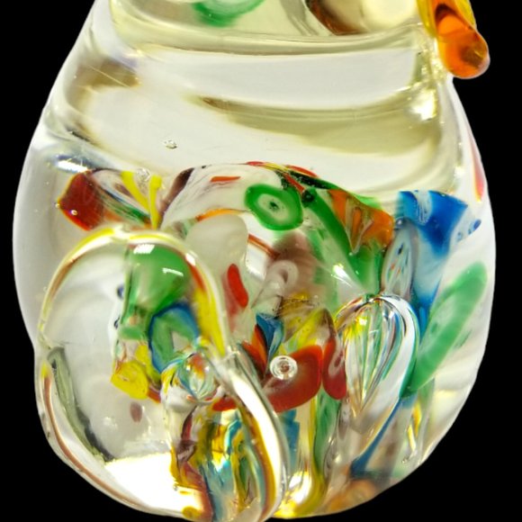 Colorful Murano Italy Blown Art Glass Rooster Paperweight Anamorphic  Figurine - Picture 12 of 12